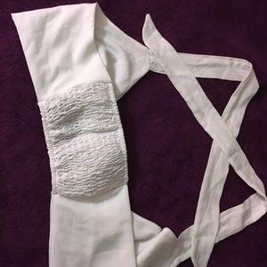 White front-tie closure halter top